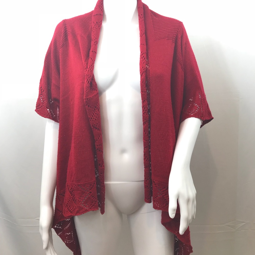 One World 1x Women’s Open Red Cardigan 100% Acryli